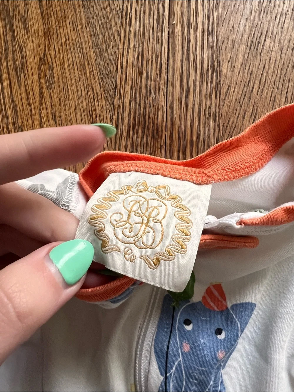 TBBC | Kids White Animal-Print One-Piece Pajamas with Orange Accents